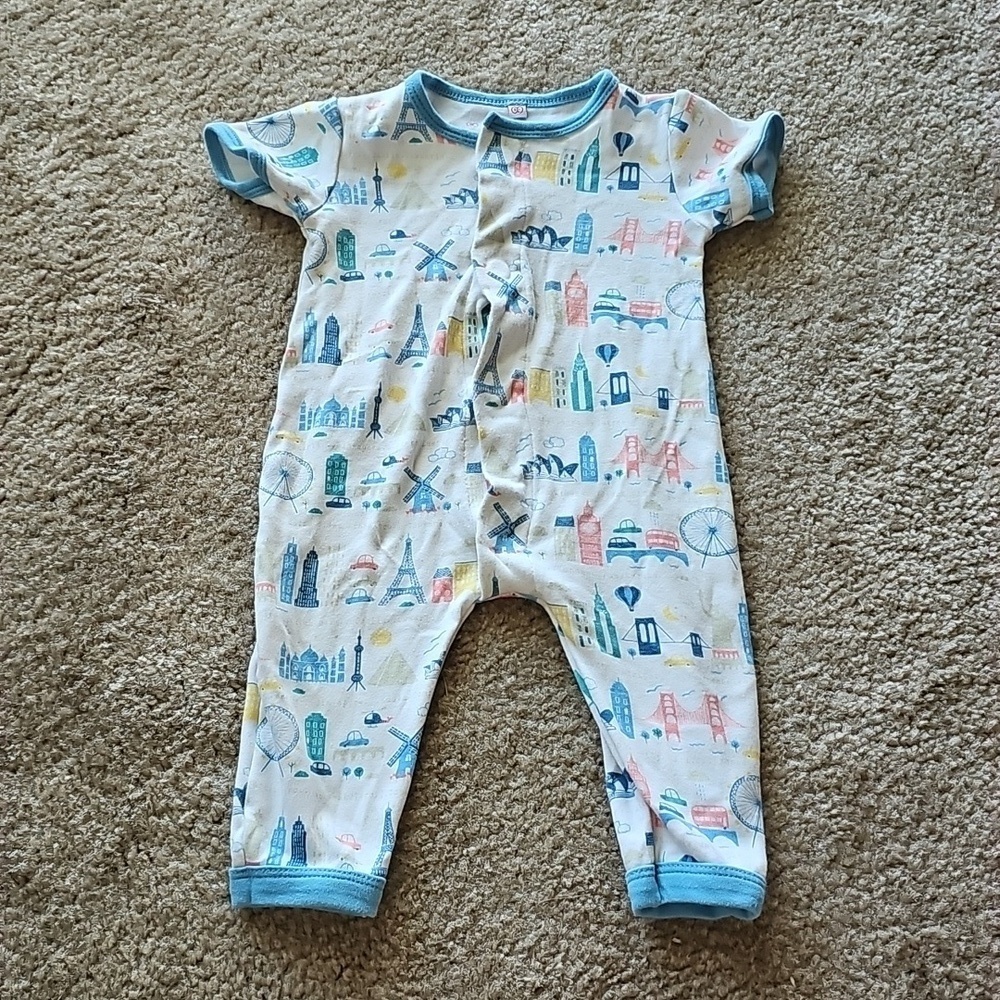Magnificent Baby Short Sleeve Cotton Romper World Cities Size 6M